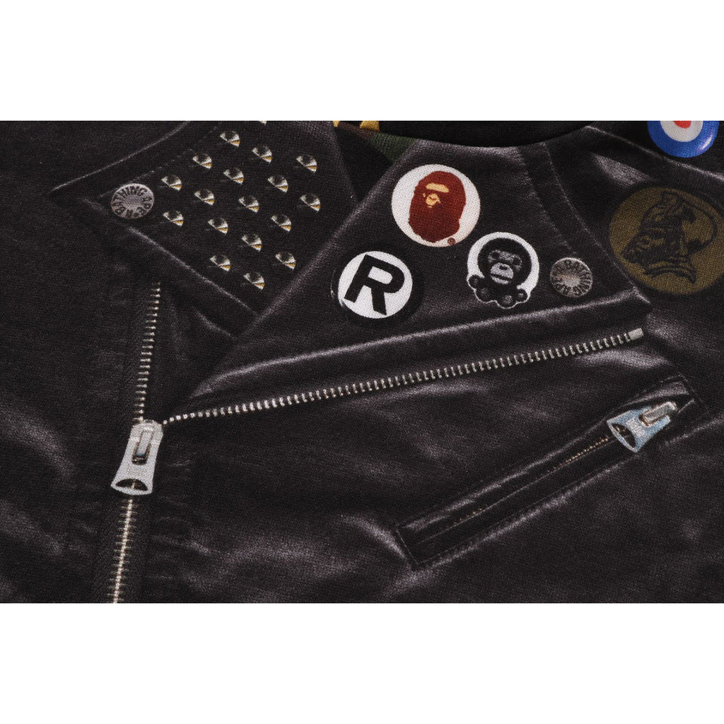 LEATHER JACKET PRINT SHARK PULLOVER HOODIE KIDS