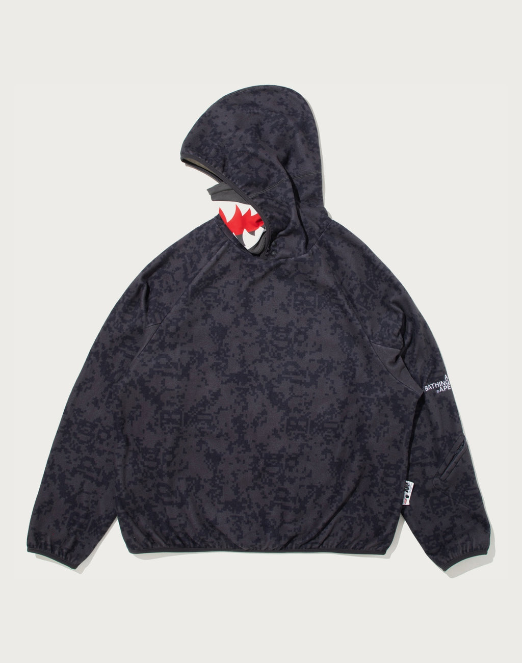 BAPE BY KAZUKI KURAISHI PIXELATE CAMO SHARK RELAXED FIT HOODIE MENS