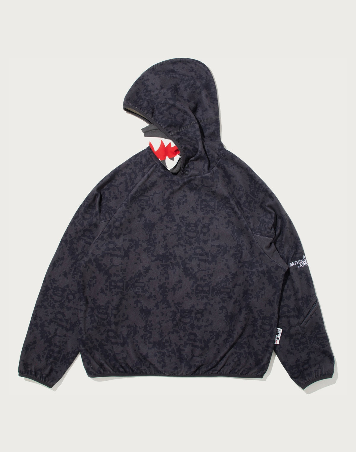 BAPE BY KAZUKI KURAISHI PIXELATE CAMO SHARK RELAXED FIT HOODIE MENS