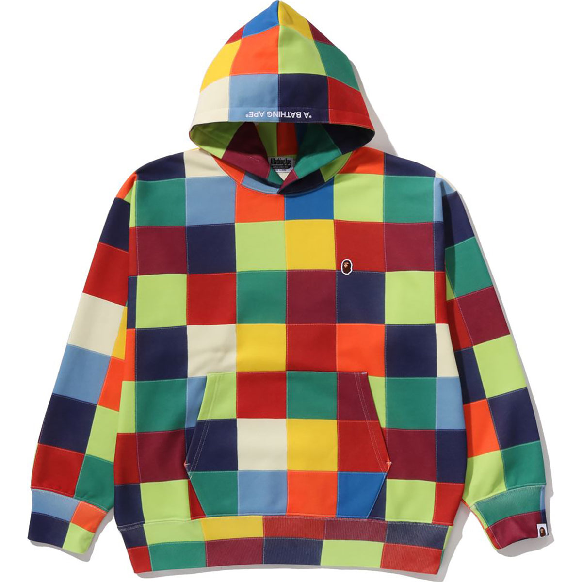 MULTI COLOR PATCHWORK PULLOVER HOODIE MENS