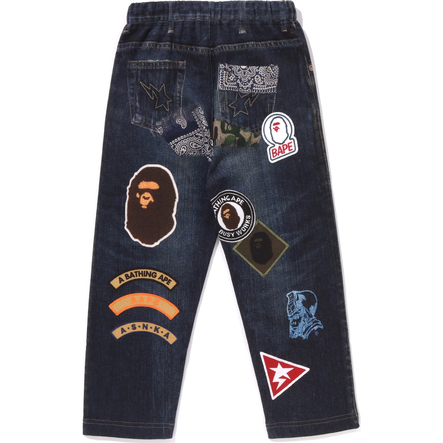 BAPE EMBLEM DENIM PRINT SWEAT PANTS KIDS – us.bape.com