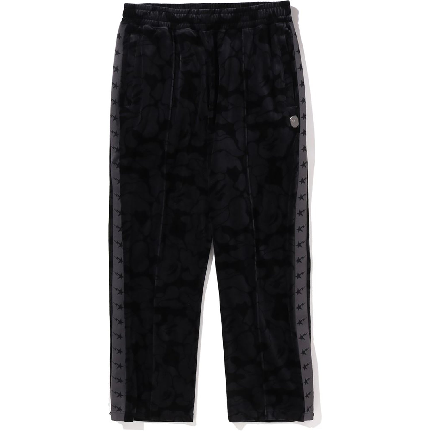 SOLID CAMO VELOUR METAL ONE POINT TRACK PANTS - BAPE Men's Pants
