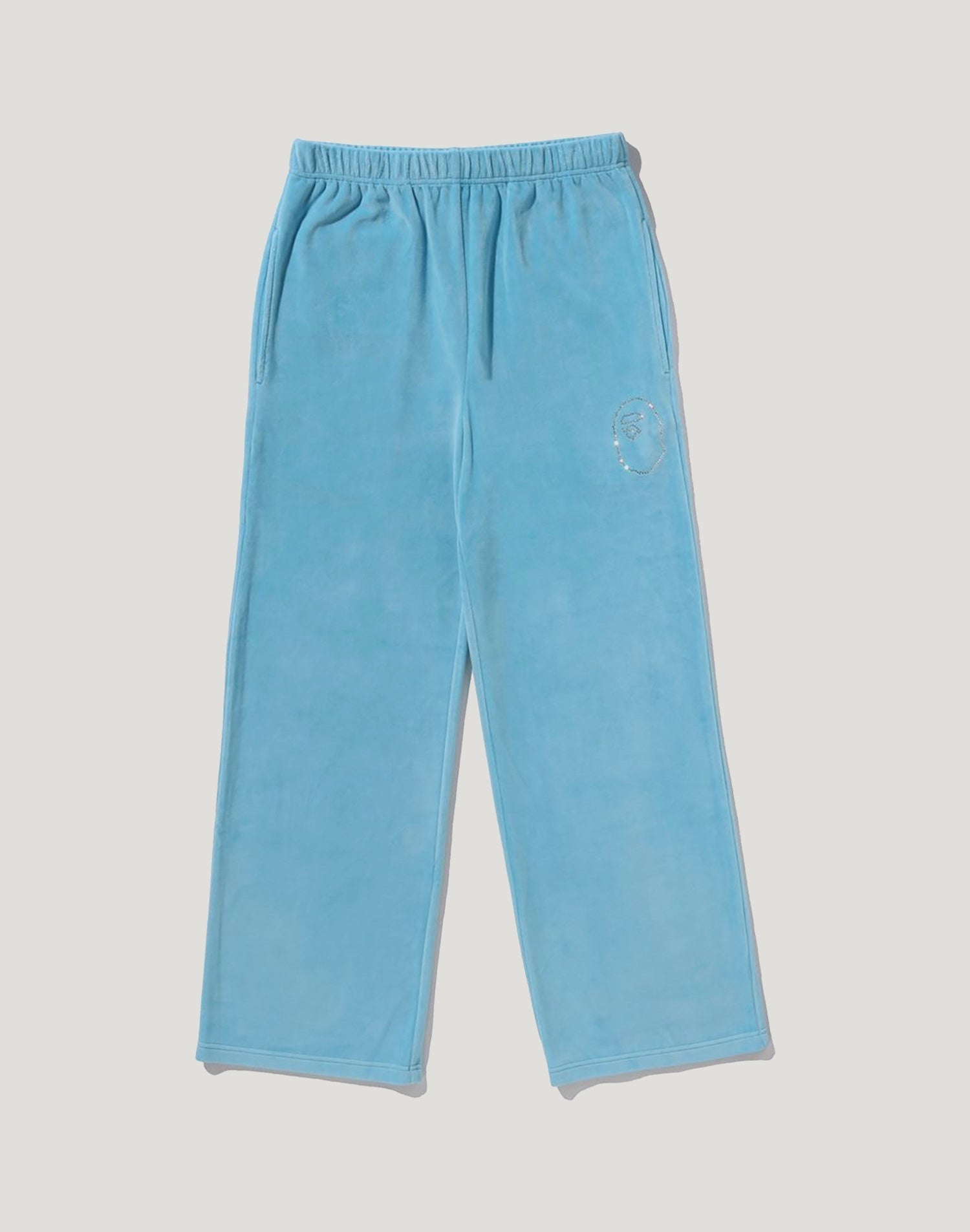 CRYSTAL STONE APE HEAD VELOUR WIDE PANTS LADIES