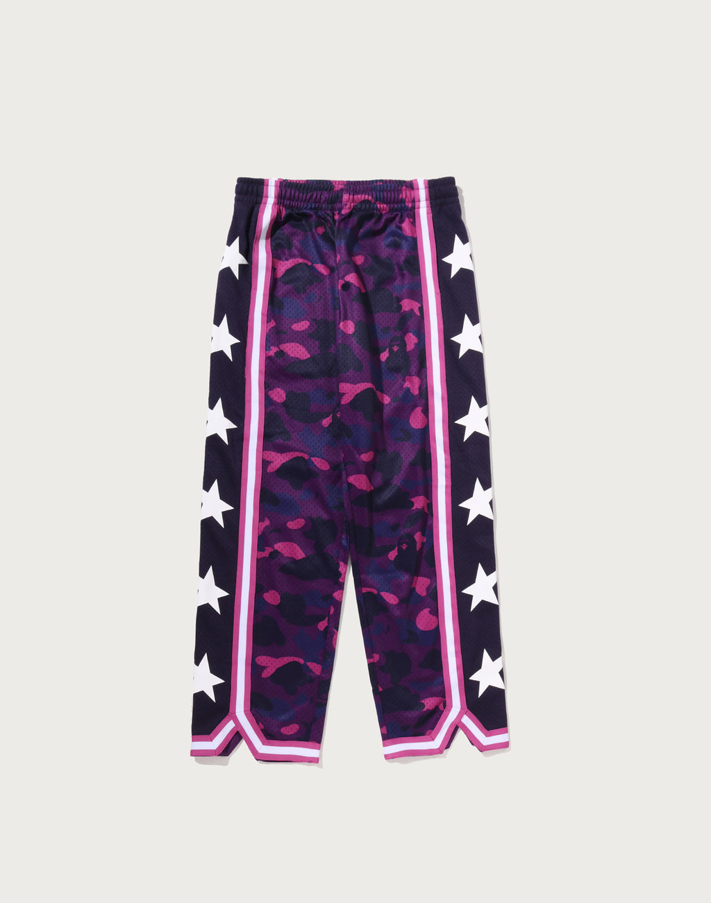 COLOR CAMO MESH HIGH SPLIT SNAP BUTTON RELAXED FIT PANTS MENS