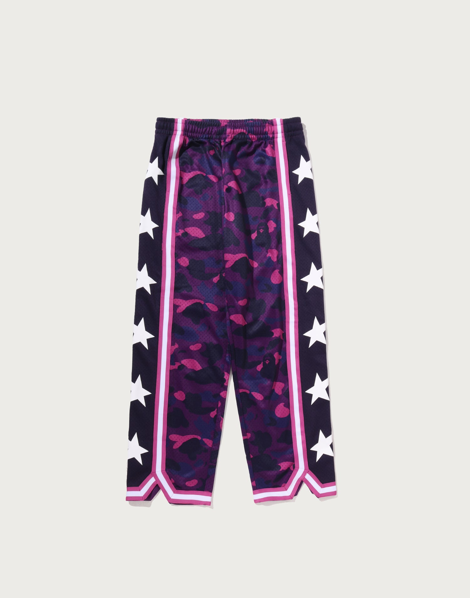 COLOR CAMO MESH HIGH SPLIT SNAP BUTTON RELAXED FIT PANTS MENS