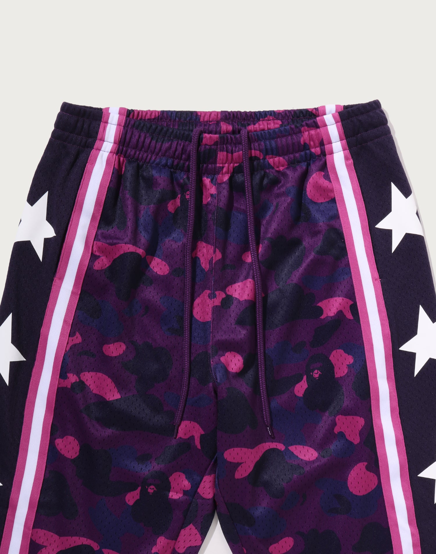 COLOR CAMO MESH HIGH SPLIT SNAP BUTTON RELAXED FIT PANTS MENS