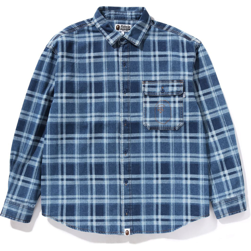 BAPE CHECK DENIM SHIRT MENS | us.bape.com