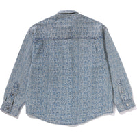 LUX SPORT PATTERN JACQUARD 10OZ DENIM SHIRTS MENS