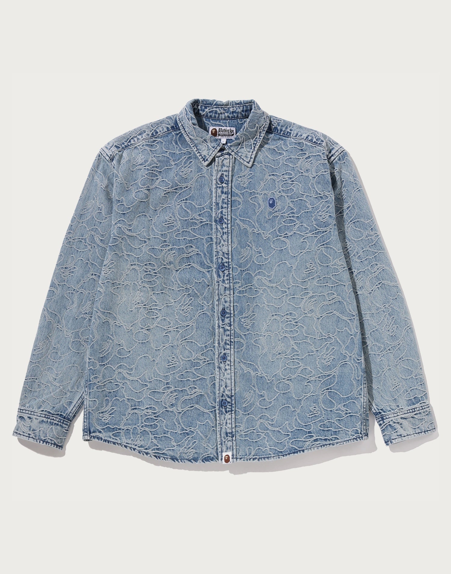 ONE POINT LINE CAMO JACQUARD DENIM LS SHIRT MENS