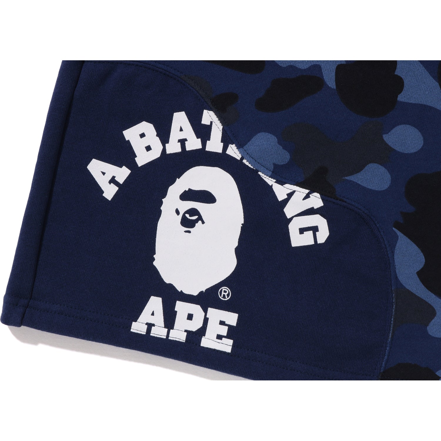 BAPE Color Camo Cutting Sweat Shorts Navy