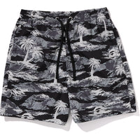 PALM TREE CAMO RELAXED FIT BEACH SHORTS MENS
