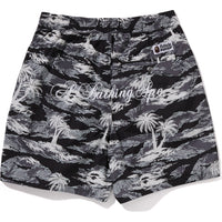 PALM TREE CAMO RELAXED FIT BEACH SHORTS MENS