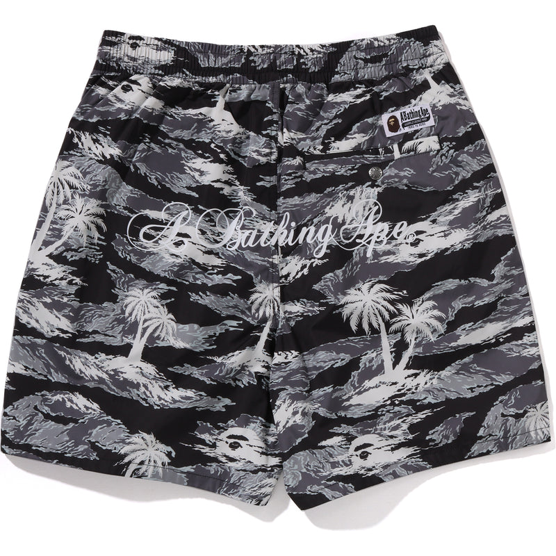 PALM TREE CAMO RELAXED FIT BEACH SHORTS MENS