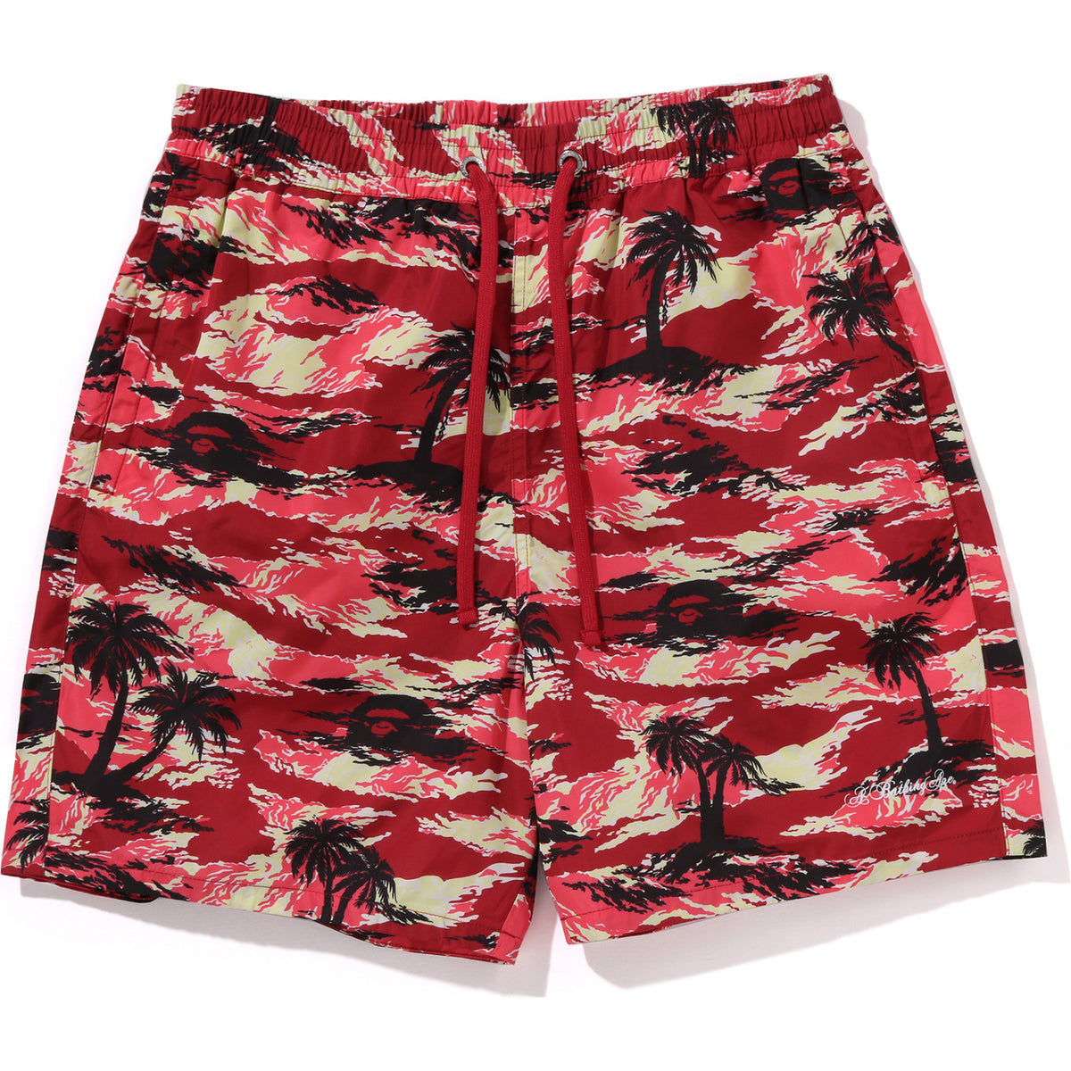 PALM TREE CAMO RELAXED FIT BEACH SHORTS MENS