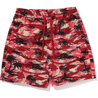 PALM TREE CAMO RELAXED FIT BEACH SHORTS MENS