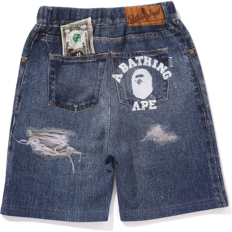 BAPE DENIM PRINT SWEAT SHORTS KIDS