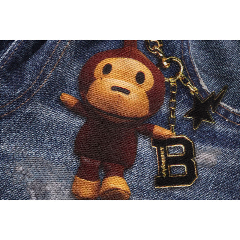 BAPE DENIM PRINT SWEAT SHORTS KIDS
