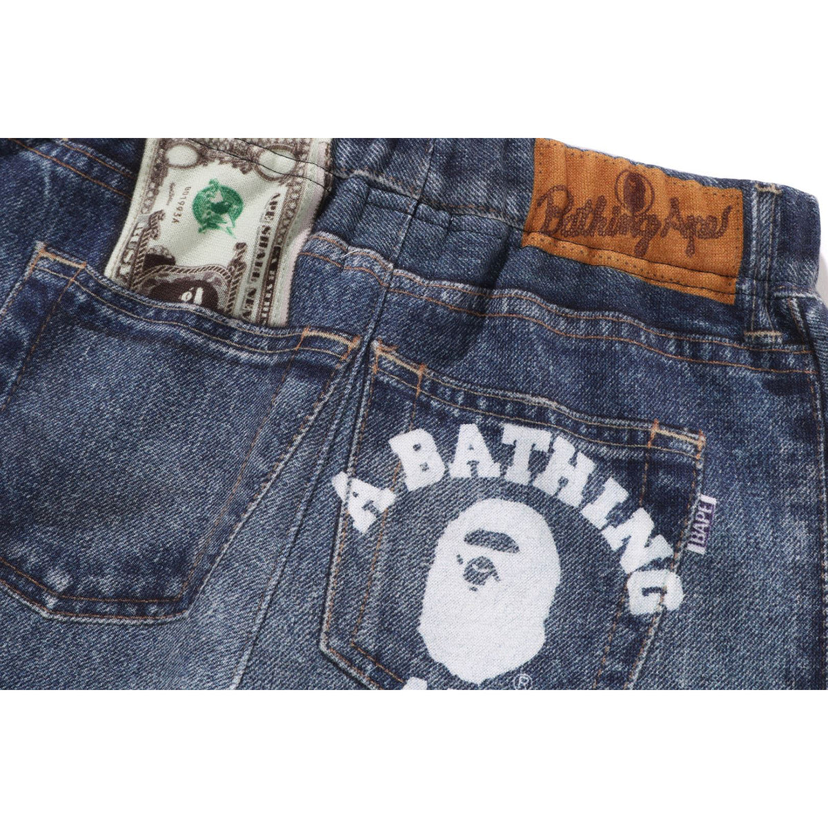 BAPE DENIM PRINT SWEAT SHORTS KIDS