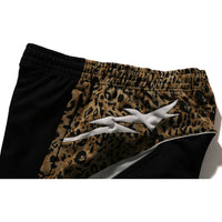 WILD LEOPARD PATTERN KNEE LENGTH OVERSIZED FIT TRACK SHORTS MENS