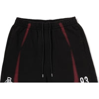 HEAVY WASH HAND DRAW FOOTBALL LOGO RELAXED FIT SWEAT SHORTS MENS