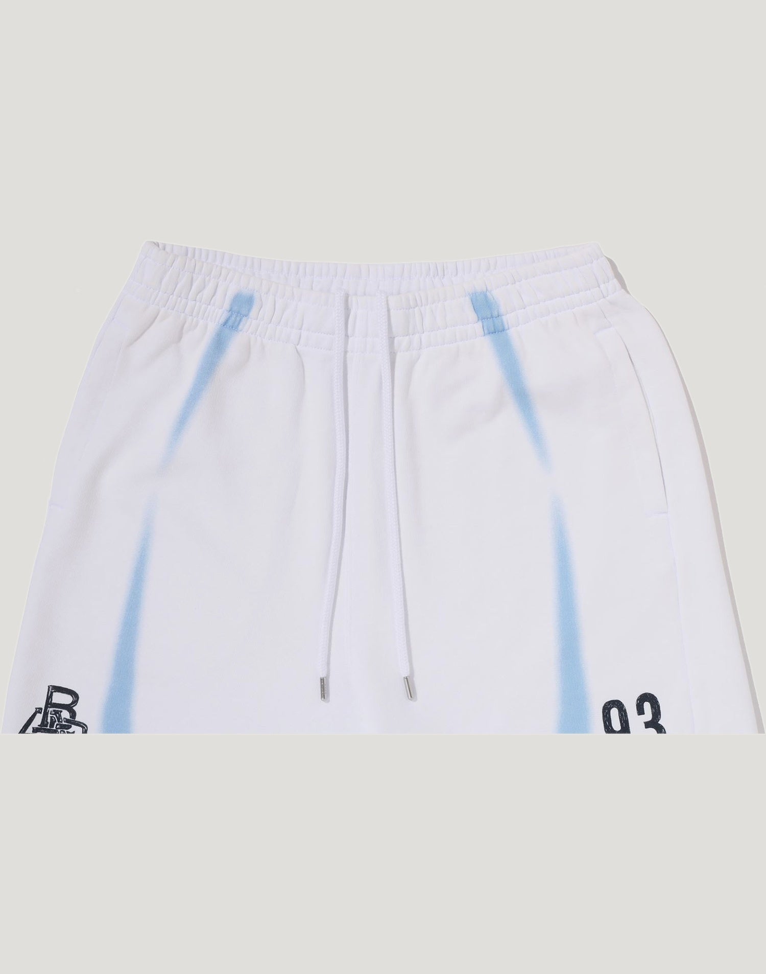 HEAVY WASH HAND DRAW FOOTBALL LOGO RELAXED FIT SWEAT SHORTS MENS