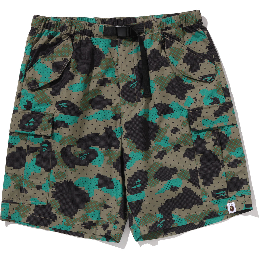 BAPE BY KAZUKI KURAISHI CAMO BELTED 3 LAYER CARGO SHORTS MENS