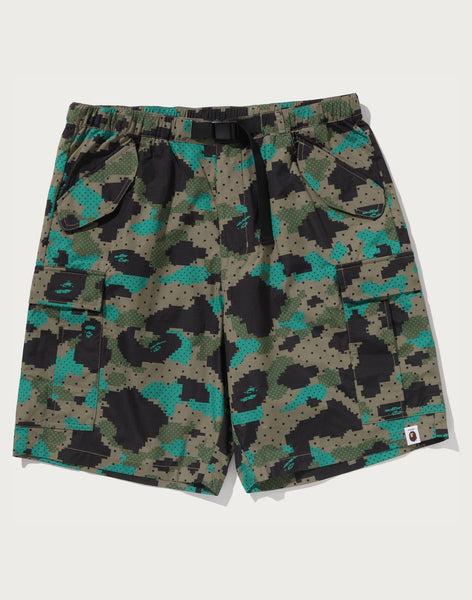 BAPE BY KAZUKI KURAISHI CAMO BELTED 3 LAYER CARGO SHORTS MENS – us