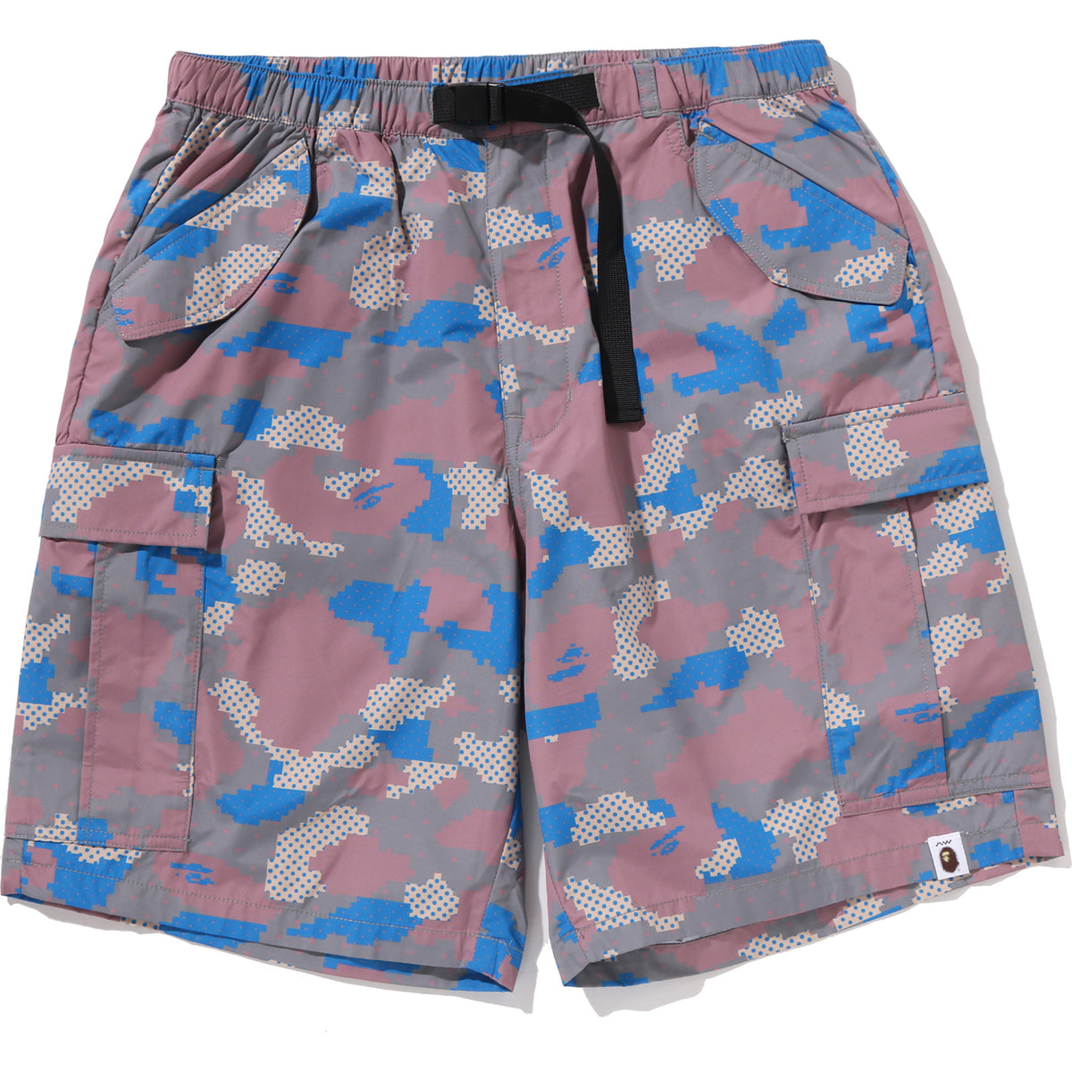 BAPE BY KAZUKI KURAISHI CAMO BELTED 3 LAYER CARGO SHORTS MENS