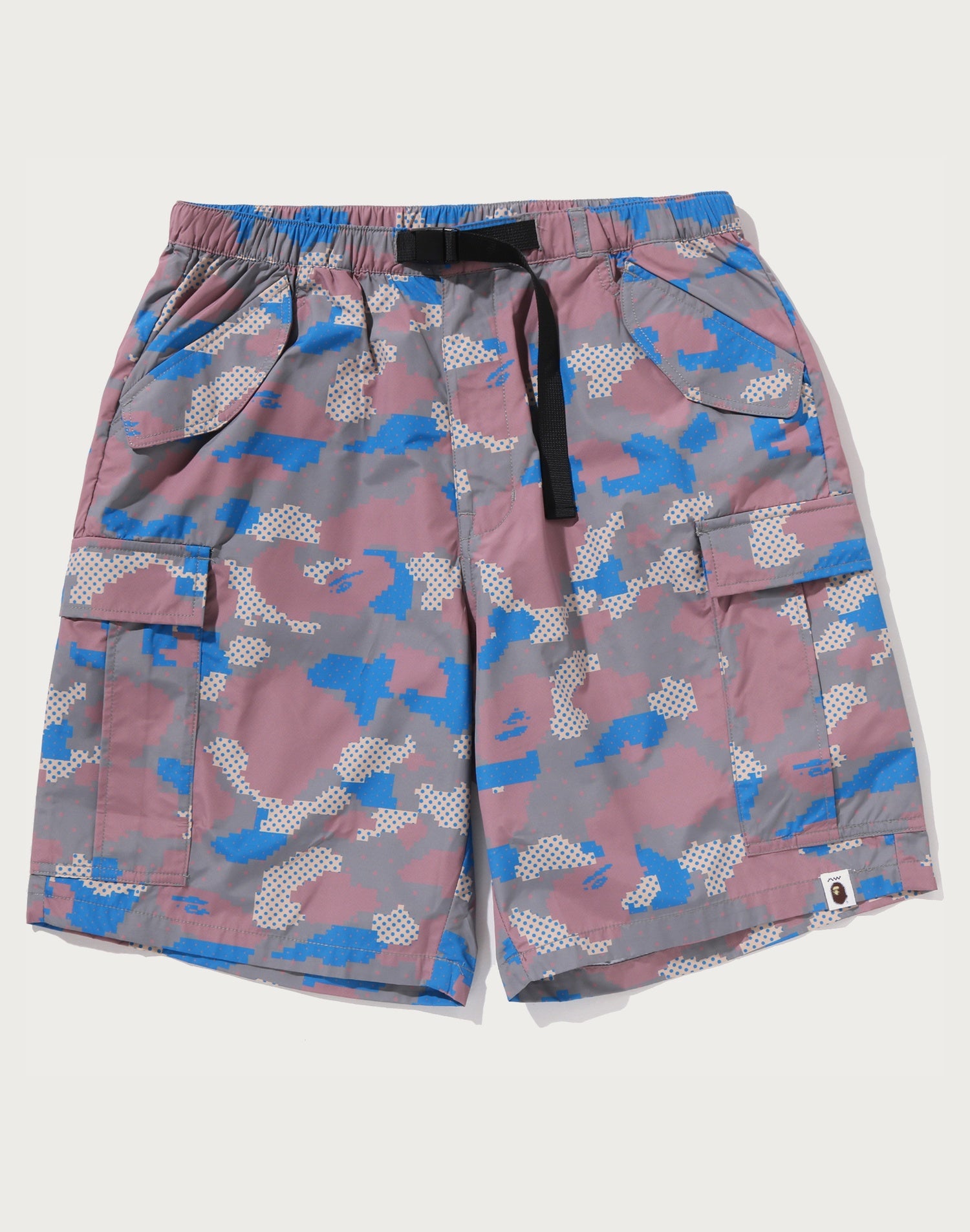 BAPE BY KAZUKI KURAISHI CAMO BELTED 3 LAYER CARGO SHORTS MENS