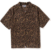 BAPE LEOPARD OPEN COLLAR SHIRT MENS