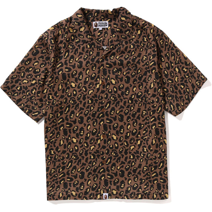 BAPE LEOPARD OPEN COLLAR SHIRT MENS