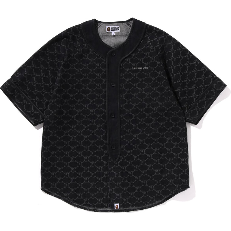 COLLEGE MONOGRAM BASEBALL SS DENIM SHIRT MENS