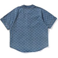 COLLEGE MONOGRAM BASEBALL SS DENIM SHIRT MENS