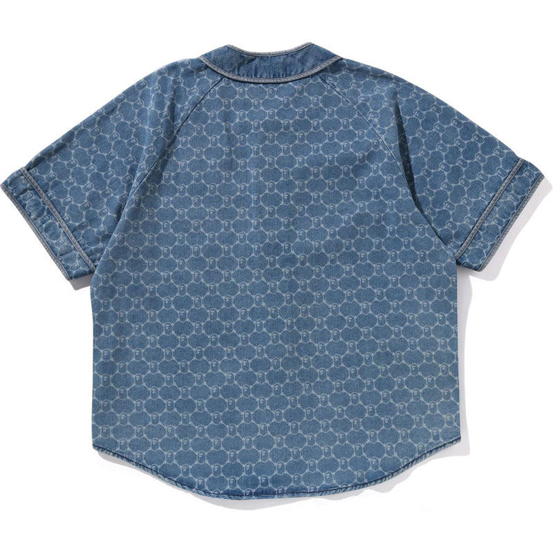 COLLEGE MONOGRAM BASEBALL SS DENIM SHIRT MENS