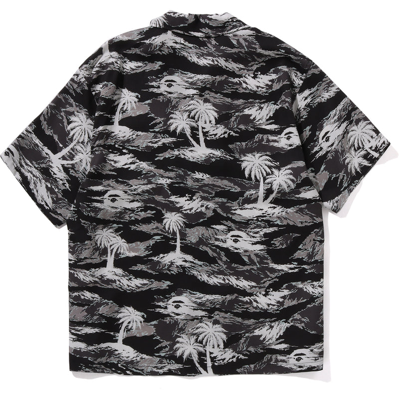 PALM TREE CAMO OPEN COLLAR POCKET SS SHIRT MENS