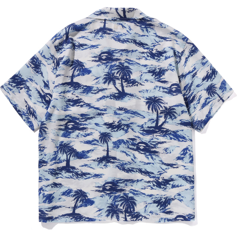 PALM TREE CAMO OPEN COLLAR POCKET SS SHIRT MENS