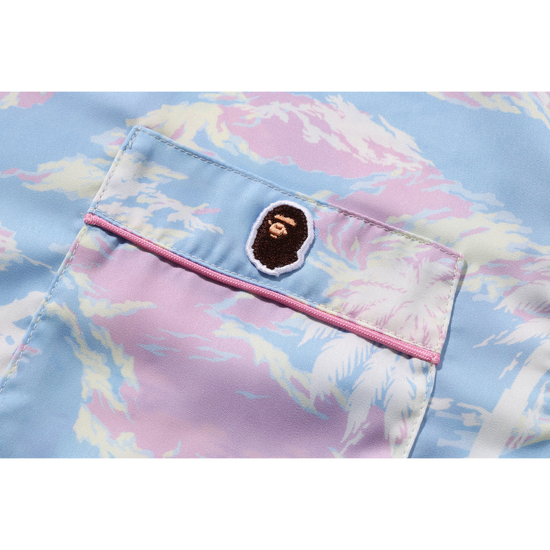 PALM TREE CAMO OPEN COLLAR SHIRT LADIES