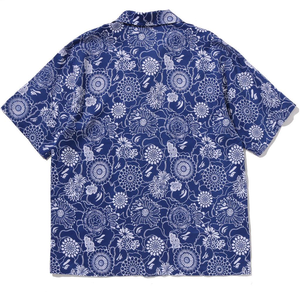 JAPANESE INDIGO ART CAMO OPEN COLLAR SS SHIRT MENS
