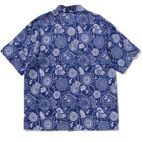 JAPANESE INDIGO ART CAMO OPEN COLLAR SS SHIRT MENS