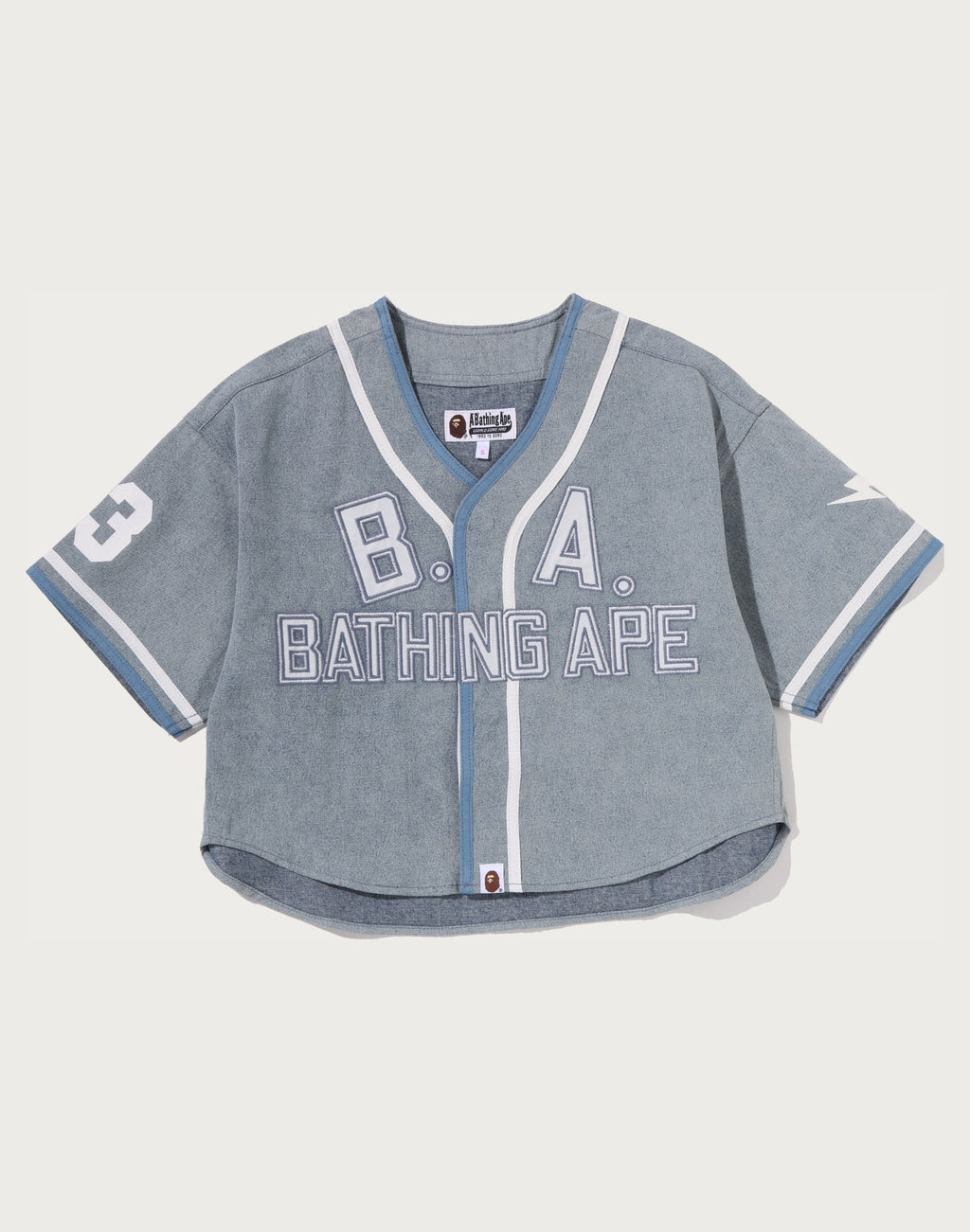 MULTI LOGO DENIM CROPPED BASEBALL SHIRT LADIES