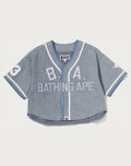 MULTI LOGO DENIM CROPPED BASEBALL SHIRT LADIES
