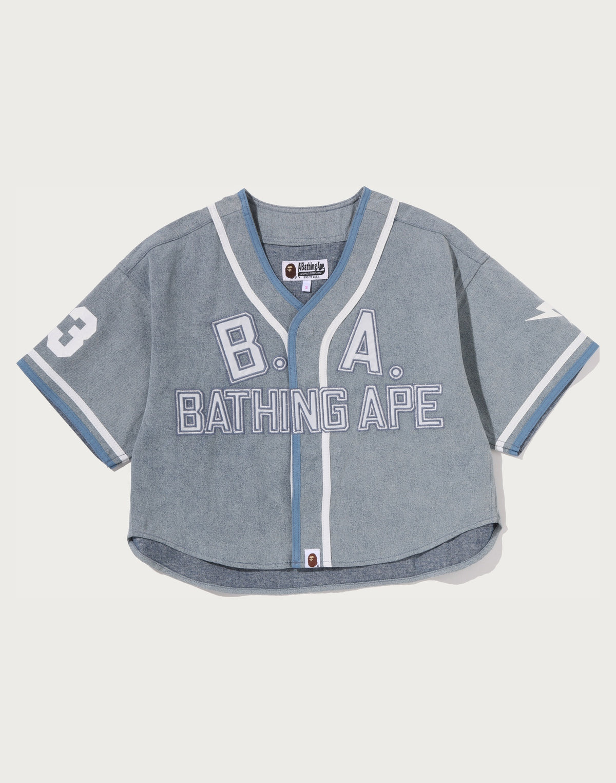 MULTI LOGO DENIM CROPPED BASEBALL SHIRT LADIES