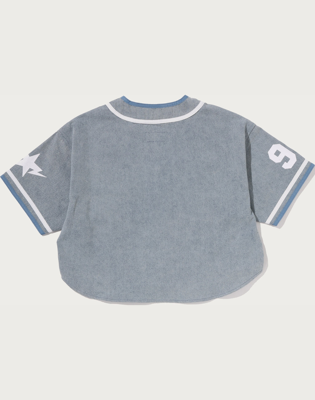 MULTI LOGO DENIM CROPPED BASEBALL SHIRT LADIES
