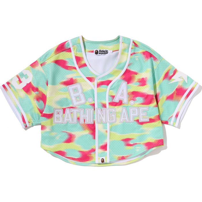SCREEN CAMO MULTI LOGO BASEBALL SHIRT LADIES