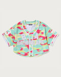 SCREEN CAMO MULTI LOGO BASEBALL SHIRT LADIES