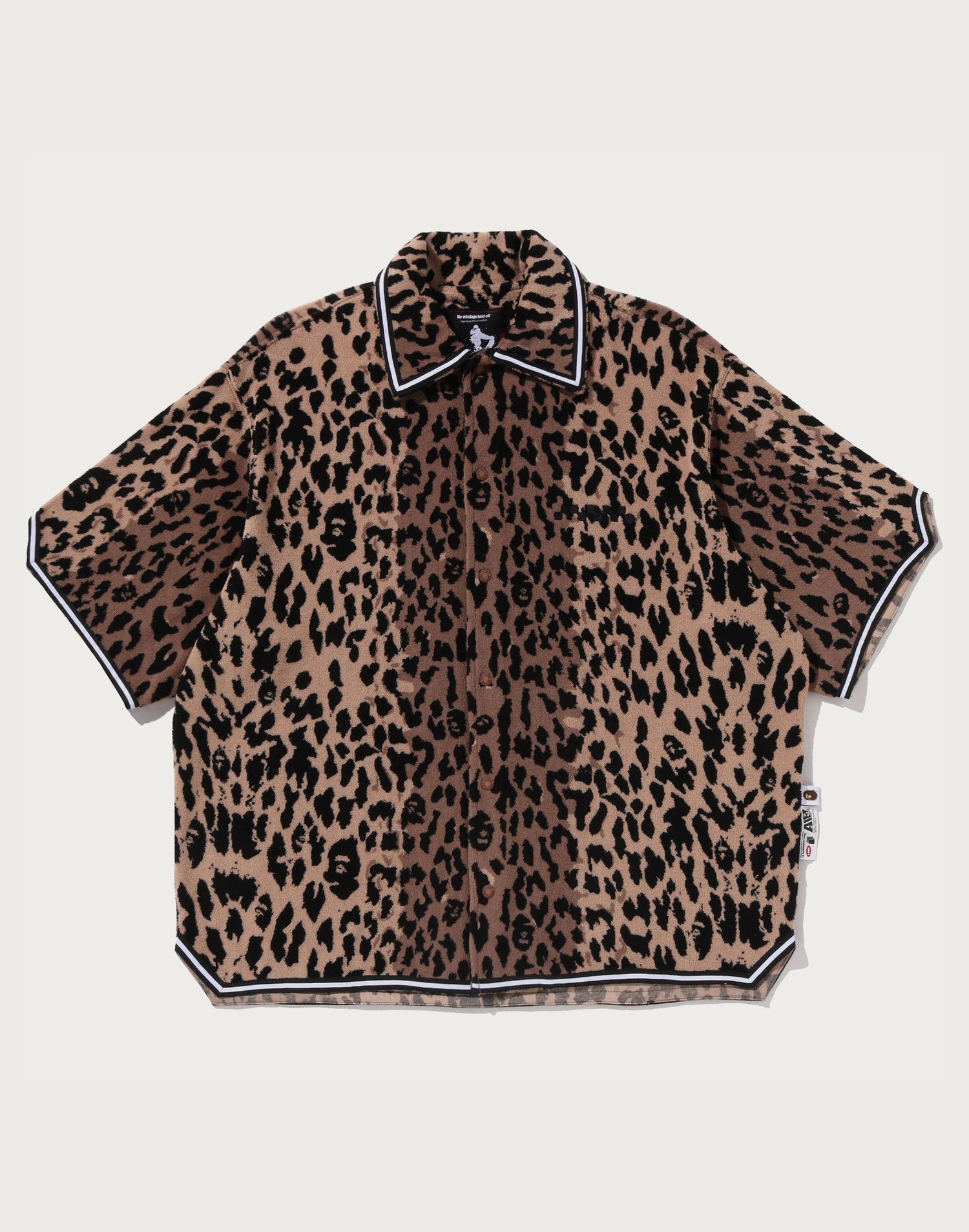 BAPE BY KAZUKI KURAISHI LEOPARD JACQUARD SS SHIRT MENS