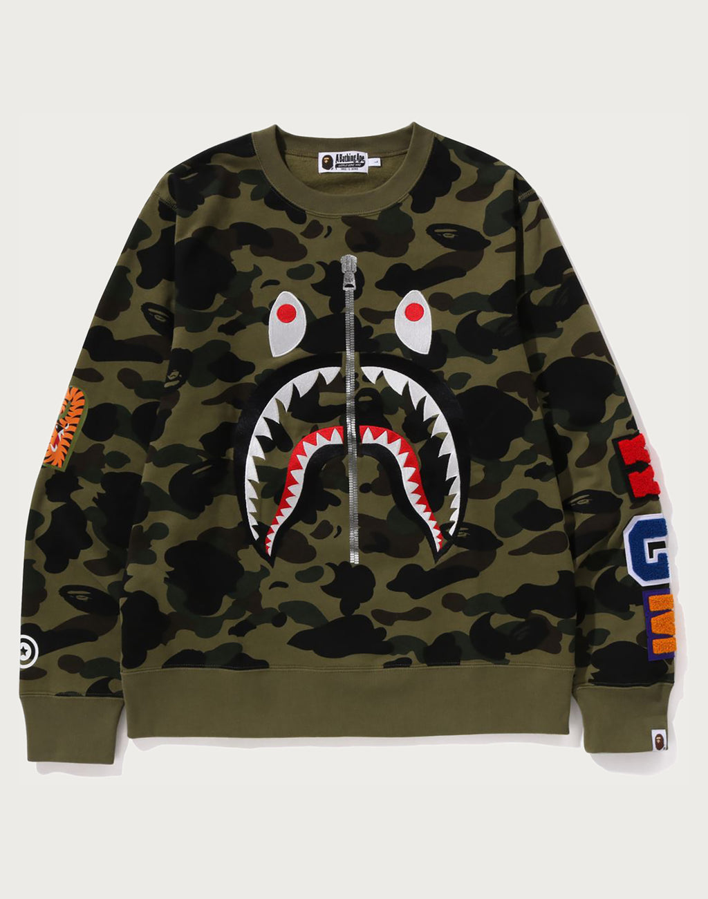 BAPE MENS 1ST CAMO SHARK CREWNECK SWEATSHIRT