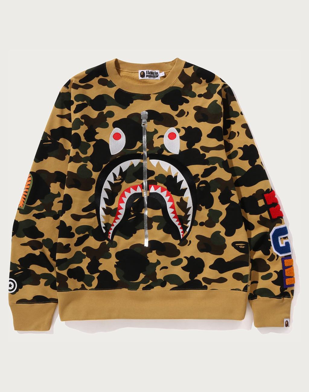 BAPE MENS 1ST CAMO SHARK CREWNECK SWEATSHIRT