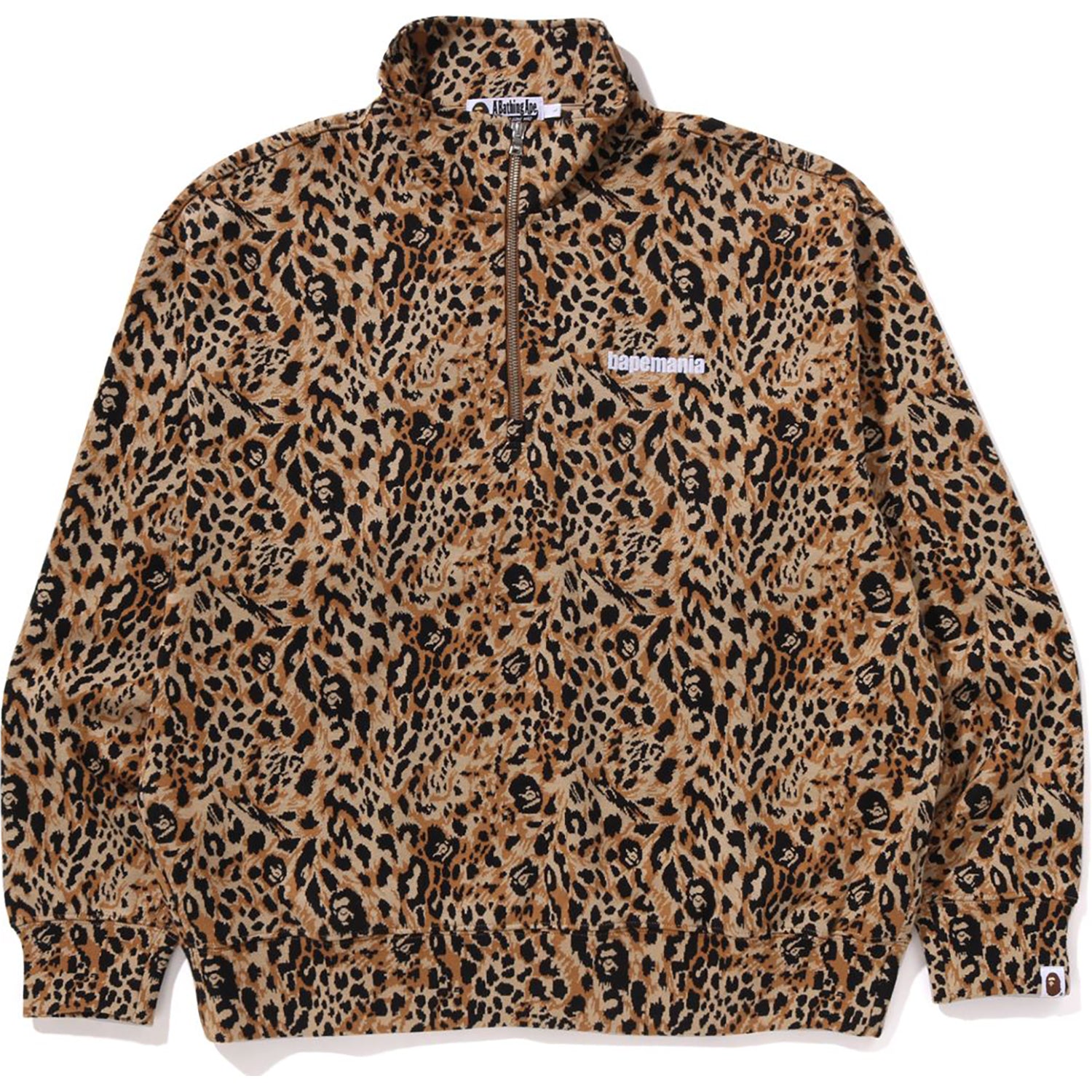【希少】APE  PATTERN ZIP SWEAT SHIRT L WILD LEOPARD PATTERN RELAXED FIT HALF ZIP SWEATSHIRT MENS