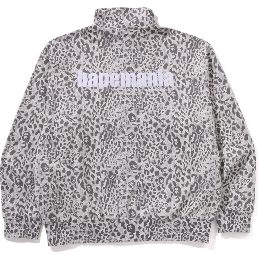 WILD LEOPARD PATTERN RELAXED FIT HALF ZIP SWEATSHIRT MENS